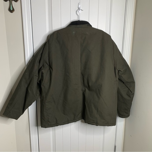 Vintage green ducks canvas insulated chore field coat corduroy collar jacket 3XL - Picture 4 of 5